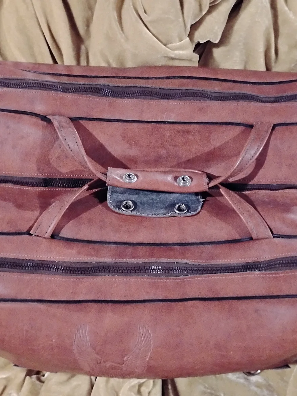Harley-Davidson Brown Leather Messenger Bag with Embossed Eagle